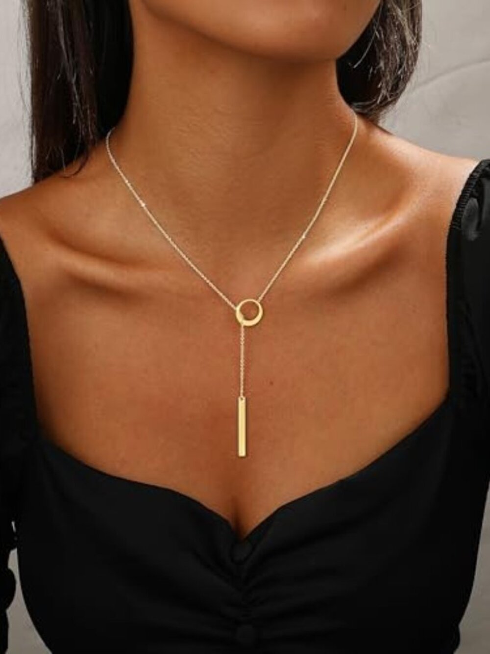 Long Gold Necklace for Women Trendy,Dainty Layered Lariat Necklace